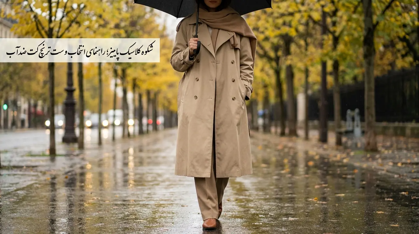 راهنمای جامع خرید و ست ترنچ‌کت و بارانی زنانه پاییزه ۱۴۰۵ الینا