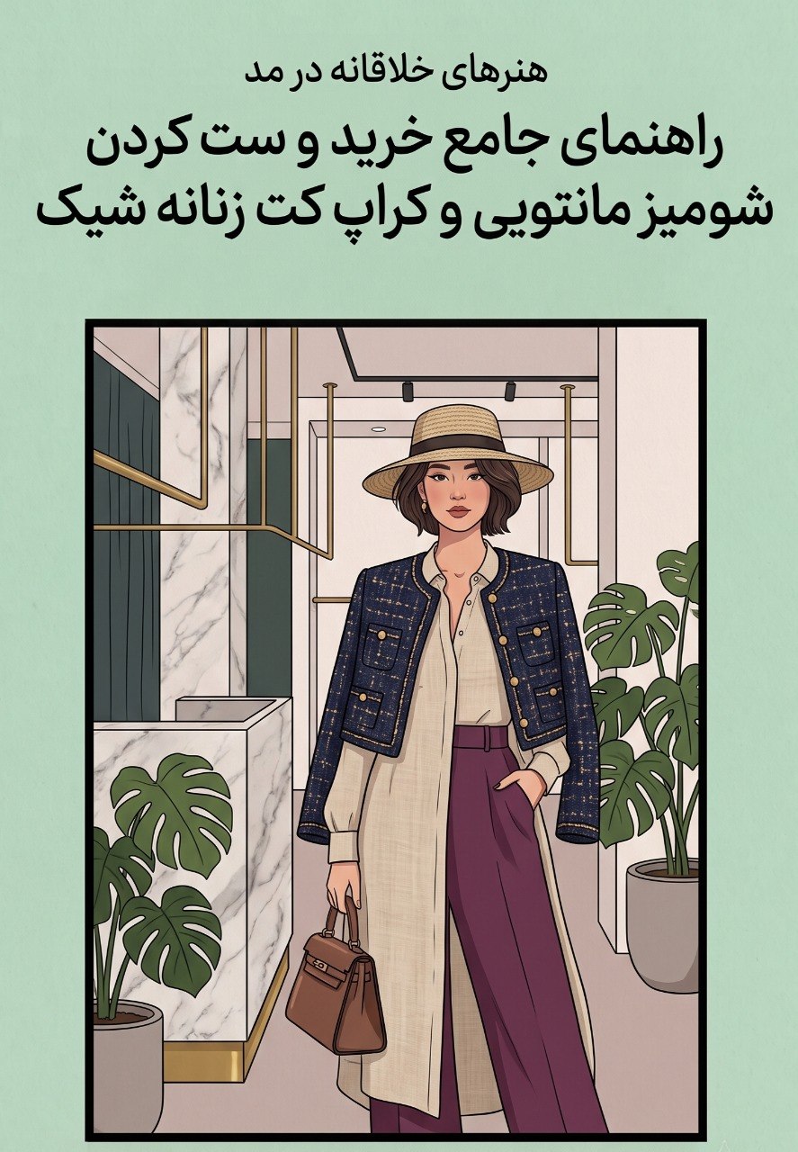 راهنمای جامع خرید و ست کردن شومیز مانتویی و کراپ کت زنانه شیک