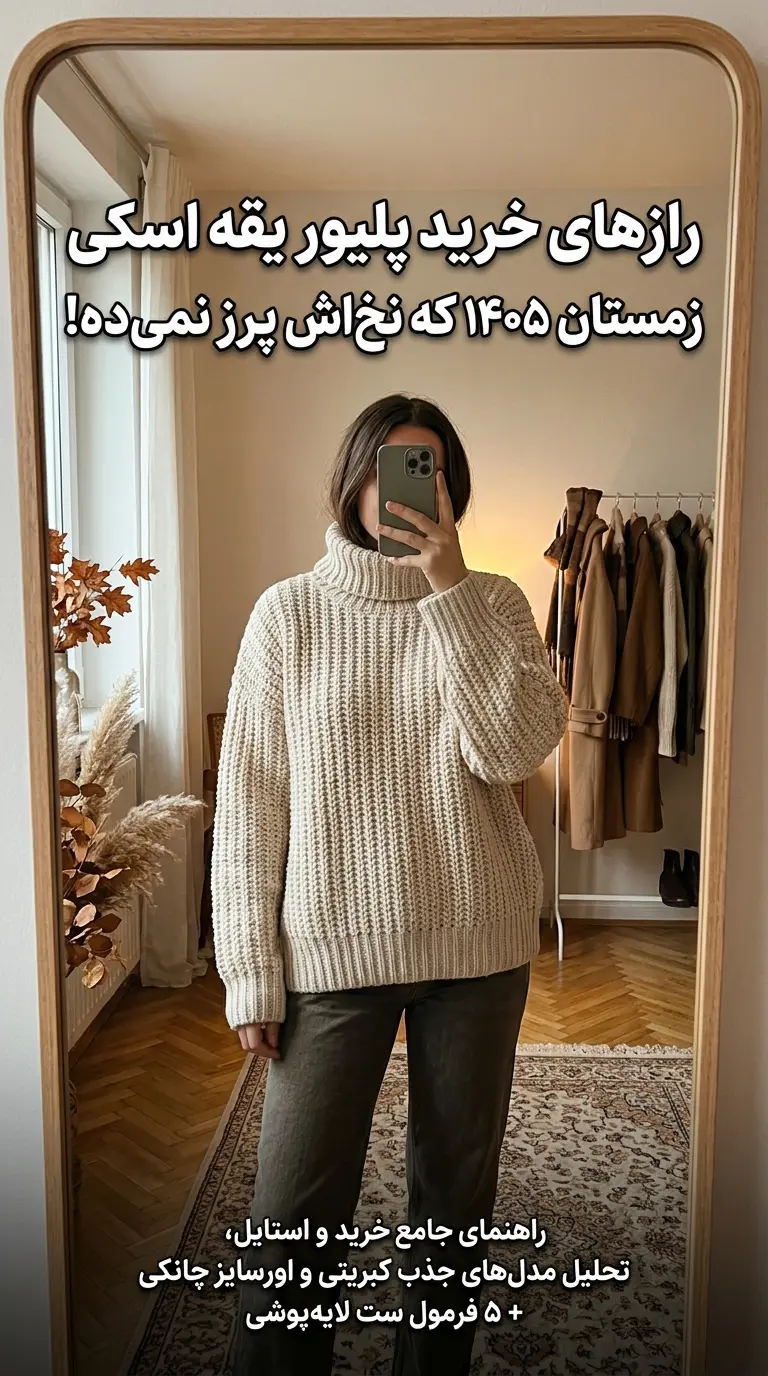 راهنمای جامع خرید و استایل پلیور بافت یقه اسکی زنانه پاییز و زمستان ۱۴۰۵ الینا