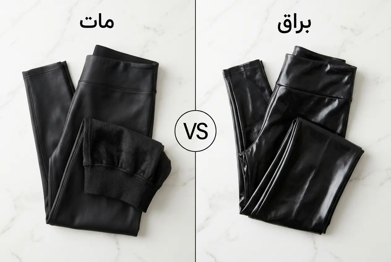 مقایسه شلوار لگ چرم مات و لگ چرم براق شاین زنانه توکرک در فروشگاه اینترنتی الینا