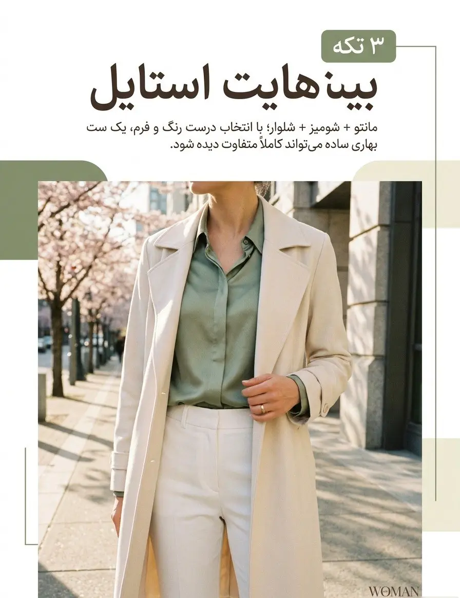 ترکیب رنگ بهاری مانتو و شلوار زنانه در استایل خیابانی