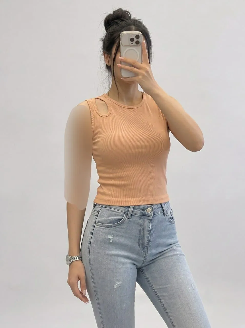 کراپ سرشانه اشکی زنانه کبریتی | مناسب ۳۶ تا ۴۲ (۷ رنگ) — کد: 2077